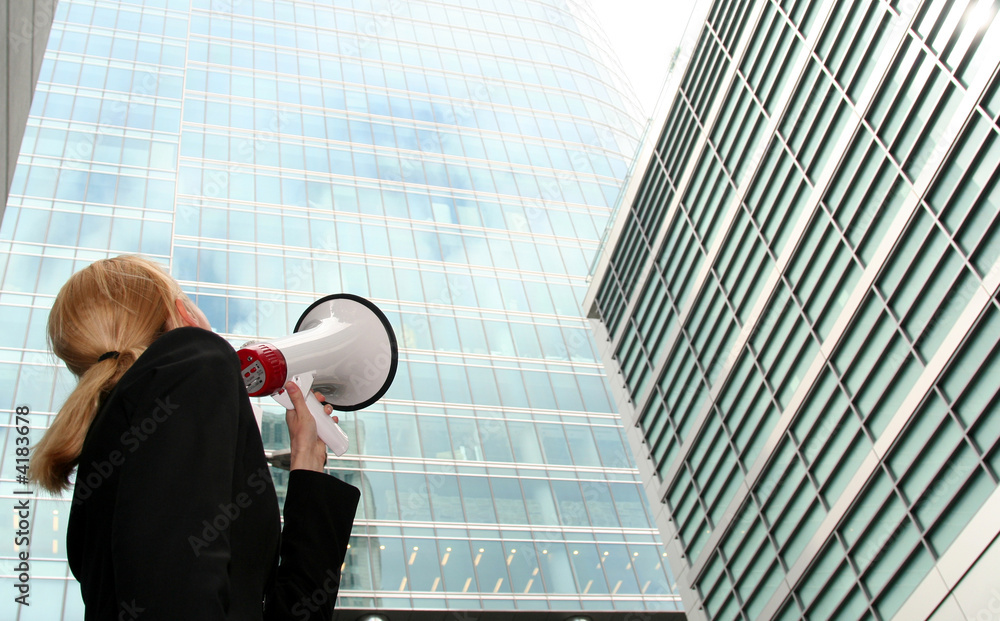 Sticker Businesswoman with Megaphone