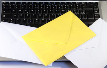 envelopes on a keyboard
