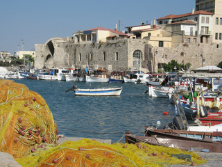 Heraklion port and harbour in island of Crete, Greece