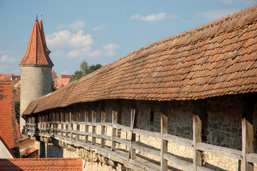 Gangway on the city wall in Rothenburg ob der Tauber, Germany