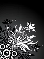 Cercles muraux Fleurs noir et blanc Fond floral rétro, vecteur