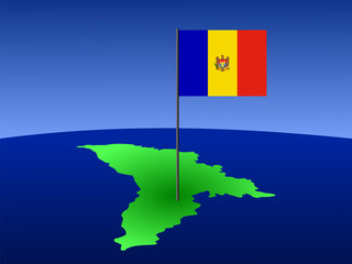 map with Moldovian flag