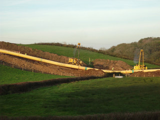 Laying gas pipeline across Wales
