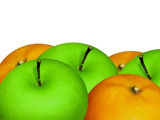 apples and oranges closeup