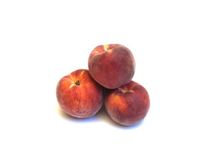 Fototapeta na wymiar Fresh peaches isolated on white background