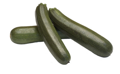 Three fresh  marrows "courgettes" isolated on white background