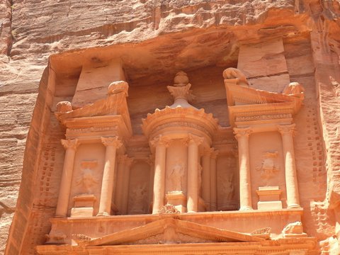 Treasury, Al-Khazneh, upper part, close up, Petra, Jordan