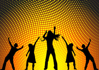 happy people dancing at a party