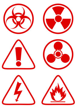 Collection de panneaux de danger rouge