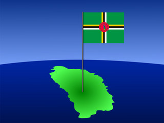 map of Dominica with flag