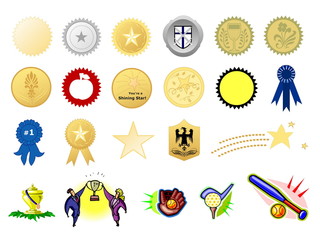 Award seals, isolated against white background