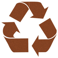Wooden recycling symbol for paper