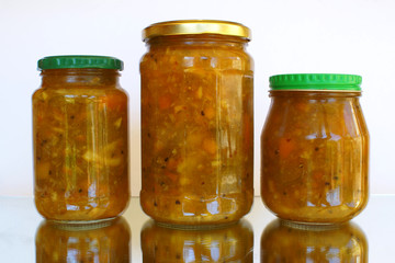 Jars of opuntia fruits and oranges jam