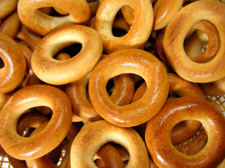 ring bagels as a background