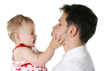 isolated father with child