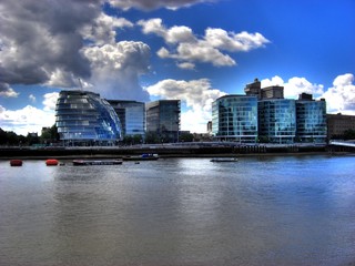 London - Modern buildings and the river Thames
