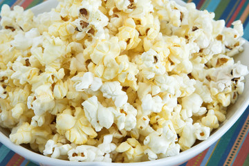 Closeup of a bowl of popcorn
