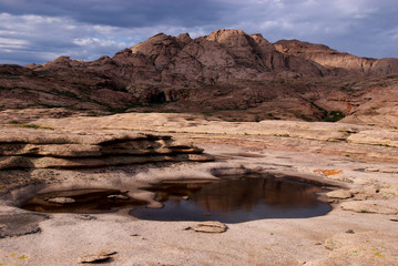 Fototapeta na wymiar Thunderstorm in desert mountains