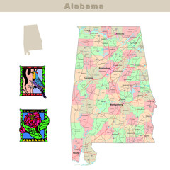 USA states series: Alabama. Political map