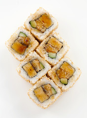 Isolated Japanese food sushi on white background