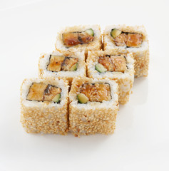 Isolated Japanese food sushi on white background