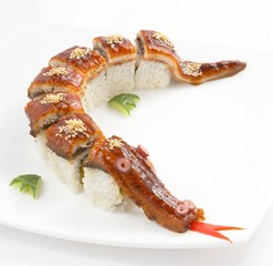 Isolated Japanese food sushi on white background