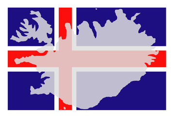 Fond de carte Islande translucide devant drapeau