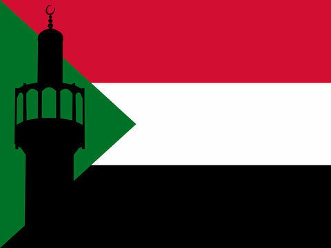 Minaret with Sudanese Flag