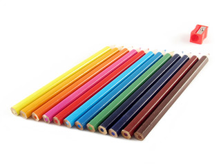 Fototapeta premium coloured pencils and pencil sharpener