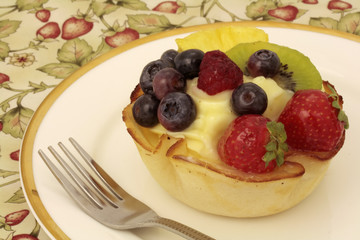 Festive fruit and custard cake