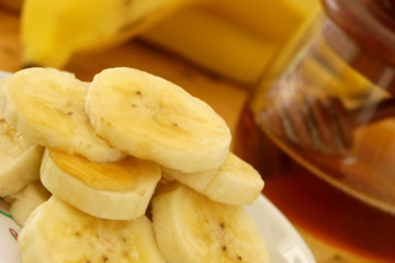 Banana and honey breakfast composition