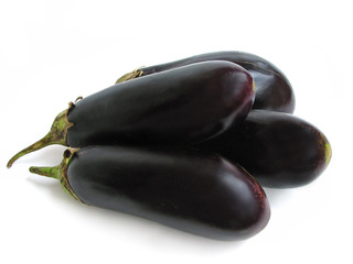 Eggplant on a white studio background