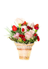 Bouquet of colors in a basket.