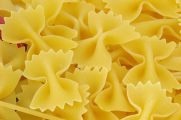 Raw farfalle pasta close