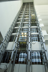 Obraz premium Elevator in modern and futurist building