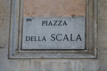 Street sign of place della Scala