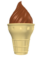 Chocolate cone on white