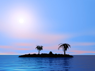 île avec palmiers