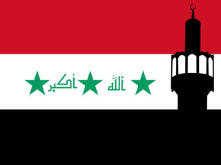 Minaret with Iraqi Flag