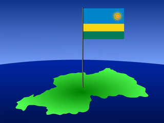 map of Rwanda with flag