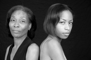 Mother and Daughter in Black and White