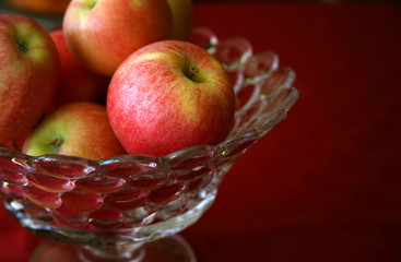 Gala Apples in Glass Dish