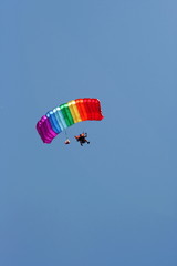 Parachuter with colored parachute