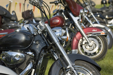 Fototapeta na wymiar Row of parked motorcycles