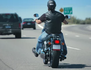 Fotobehang Motorfiets eenzame motorrijder