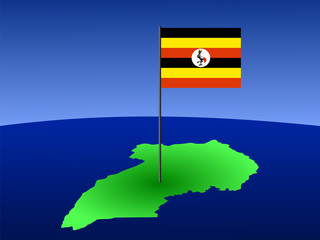 map of Uganda with flag