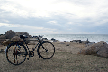 Obraz premium Bicycle on the sea shore