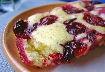 Baked pie with cherry filling