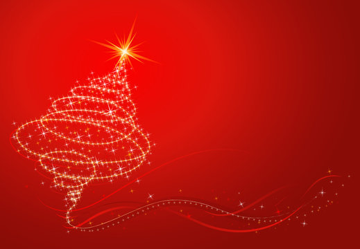 shining christmas tree, vector illustration