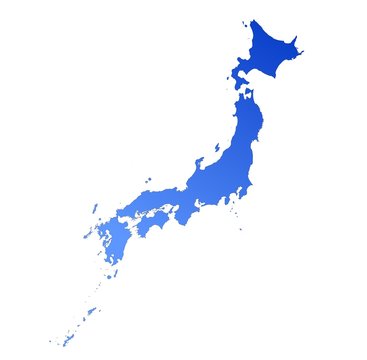 detailed blue gradient map of Japan